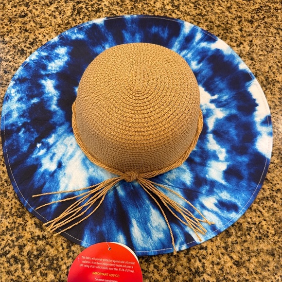 Lucky Tan and Blue Tie-Dye beach Hat - Picture 4 of 4